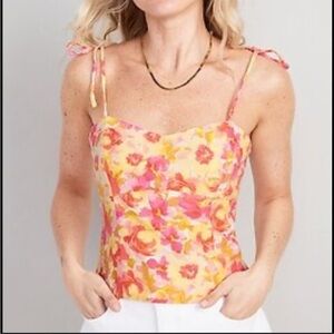 Old Navy women’s floral print linen blend cropped tank size XL
